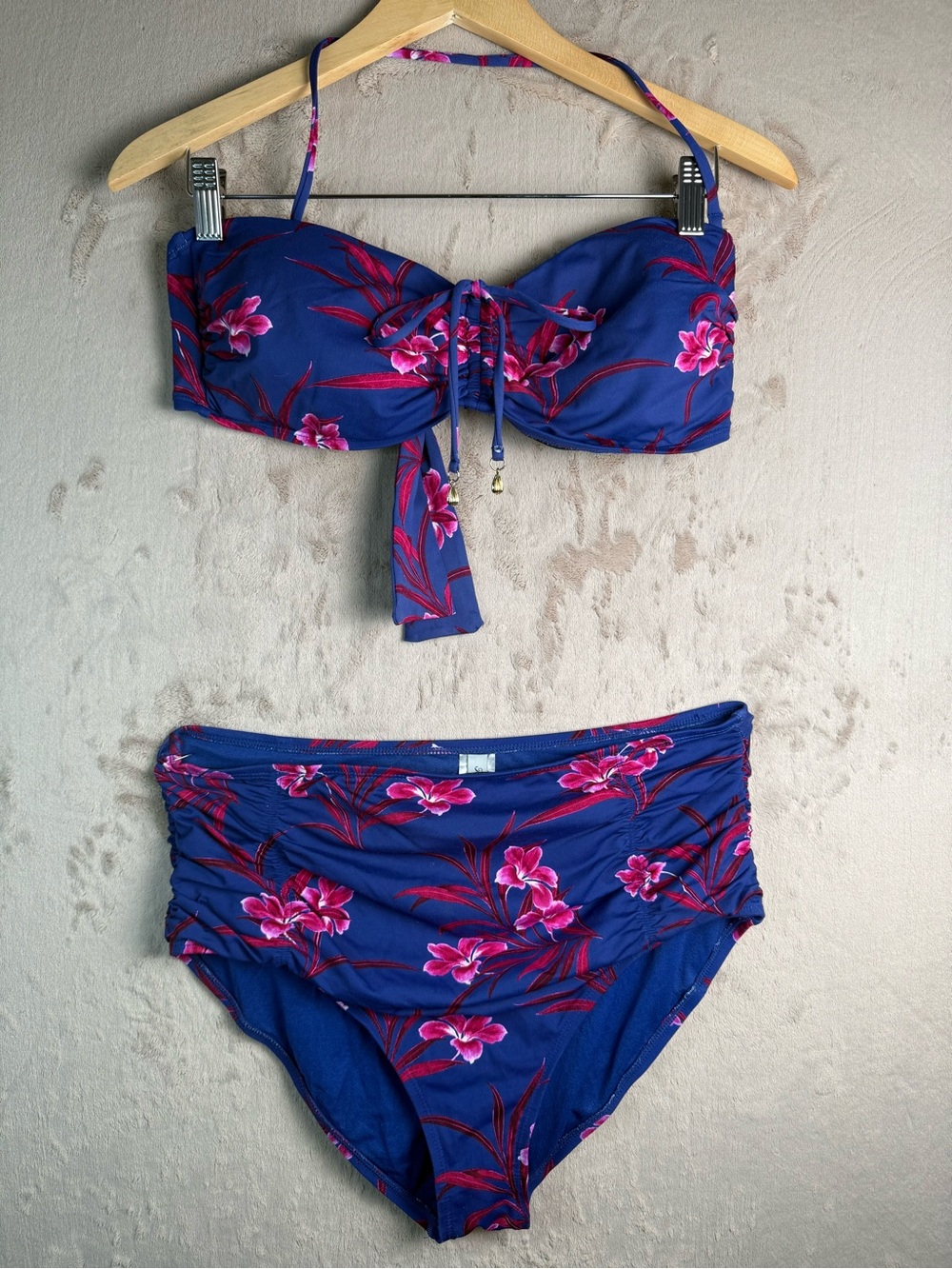Tommy Bahama Tropical Floral Bandeau Bikini Set XL